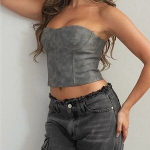 Salty Faux Leather Corset Top – Size S